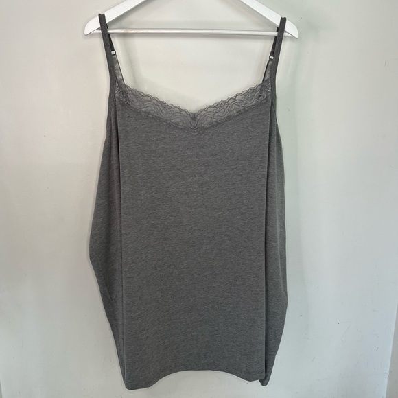 Catherines Women's Plus Size Suprema Gray Cami With Lace Plus Size 5X - Picture 2 of 6